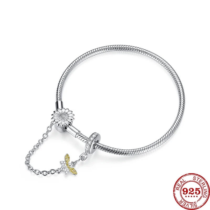 My Bee - 925 Sterling Silver Pandora COMPATIBLE bracelet and Safety Chain