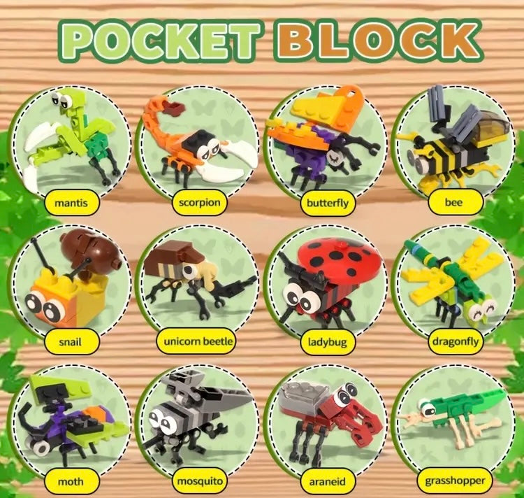 12 Piece Insect Pocket Blocks